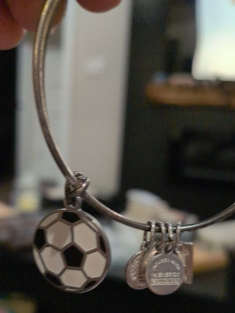 Alex and Ani Silver Soccer Ball Charm Bangle Bracelet